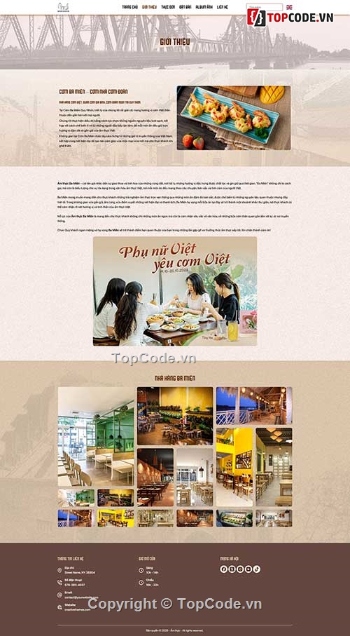 website nhà hàng WordPress,source code nhà hàng,template website ẩm thực,web nhà hàng chuẩn SEO,code web quán ăn,website cơm Việt